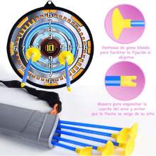 Juego de Arco y Flecha para niños con 10 Flechas de Ventosa, 1 Objetivos y 1 Carcaj, con máscara y Capa, Juguetes de Interior y Exterior para niños y niñas de 5 a 12 años (Rosa),40992634 - Azul Cadete - Ver 5
