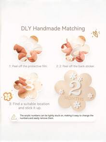 2件套婴儿花朵木质里程碑日历照片纪念木牌道具生日成长记录拍摄道具 - 白色 - 查看 10