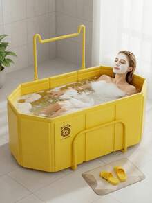 Bồn tắm người lớn gấp gọn dung tích cực lớn 84,5 gallon/320 lít, thiết kế cách nhiệt dày dặn, không cần lắp đặt, có giá treo khăn, thích hợp cho cả tắm nước đá và nước nóng, dễ dàng cất giữ - Vật dụng thiết yếu cho phòng tắm. - Bồn tắm gấp - Xem 5