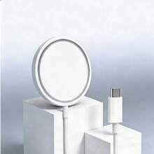 15W Magnetic Wireless Charger, Fast Charging Adapter, USB-C Power Adapter Compatible With IPhone 17/17 Air/17 16 15 Pro/Pro Max/Pro 14/13/12/11 - White - View 1