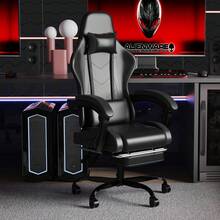 DEVOKO Gaming Chair Computer Chair Ergonomic Gaming Chair With Footrest Office Chair Ergonomic Computer Chair With Lumbar Support - Black - View 9