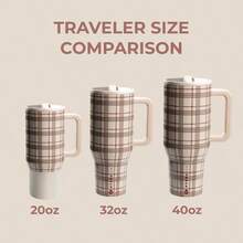 HydrojugTraveler 40 Oz Water Bottle With Handle & Flip Straw - Fits In Cup Holder, Leak Resistant Tumbler-Reusable Insulated Stainless Steel & Rubber Base - Gifts For Women & Men, - 棕色格子多色 - 查看 2