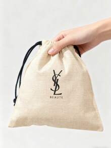 Yves Saint Laurent Cosmetic Set, Beige Drawstring Bag, Libre Body Lotion, Canvas Drawstring Bag, Body Cream Set, Travel Bag - + White - View 3