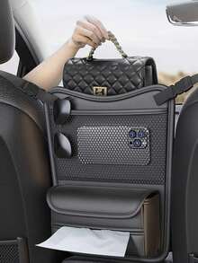 1Pc Car Seat Center Storage Organizer, Dual-Sided Leather-Look Hanging Bag, Child Safety Barrier, Adjustable Straps Fit Most Cars - Microfiber Leather Gap Plug - View 9