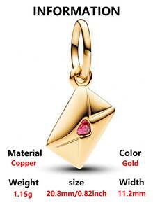 1pc Fashionable & Exquisite Romantic Valentine's Day Series Charm Set Includes Heart Sphere, Carousel, Envelope, Magic Book Pen Pendant, Versatile DIY Bracelet Necklace Gift For Lover - Yellow Gold - View 13