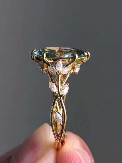 Tsnamer Hermosos anillos vintage con incrustaciones que presentan circonita azul en un diseño de enredadera floral, perfectos para cumpleaños de septiembre, aniversarios, uso diario, celebraciones festivas, compromisos, bodas y fiestas. Una excelente opción de regalo.