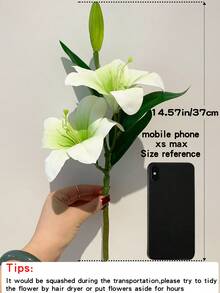 5支/3支/2支/1支（粉色/白色）37厘米/14.57英寸人造星辰百合花，盛开的百合花和老虎图案花束，适用于家居、酒店、婚礼装饰、新娘背景、花束等。 - 彩色 - 查看 7