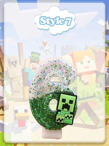 Minecraft 我的世界新款超级闪亮生日蛋糕插件数字蜡烛 0-9岁 小硬汉创意手工蜡烛生日蛋糕装饰成人派对儿童一周岁生日蛋糕装饰套装绿色 - 彩色 - 查看 18