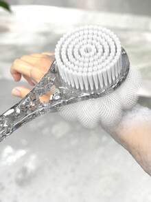 1个高品质二合一沐浴刷，双面设计，一面是身体清洁刷，一面是去角质沐浴海绵，长柄冰川纹理设计，去角质身体磨砂膏，男女通用，适用于浴室淋浴。 - A - 查看 4