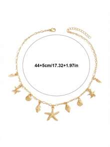 1 pieza Collar con colgante múltiple de estrella de mar, concha y caracol en estilo bohemio, adecuado para uso en vacaciones de verano en la playa y fiestas de mujeres, regalo - Multicolor - Ver 4
