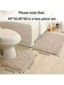 3pcs Pebble Bathroom Toilet Anti-Slip Anti-Moisture Mat Set - 1pc U-Shaped Mat 40*50cm, 40*60cm, 50*80cm, 50*120cm Multi-Size Bathroom Kitchen Decor - Camel - View 13
