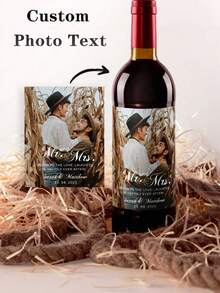 1件客製化紅酒瓶標籤，個性化照片與文字紅酒瓶標籤，客製化紅酒標籤，個性化婚禮紅酒標籤，烈酒禮物，婚禮、週年標籤，生日標籤，裝飾紅酒瓶，訂婚禮物，情侶訂婚禮物，新娘禮物，適用於婚禮、週年、畢業、父親節、海灘度假、聖誕節 - 彩色 - 查看 6