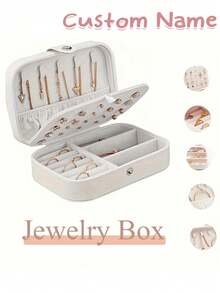 Customized Jewelry Box, Personalized Floral Pattern Jewelry Box, Customizable Name Storage, Multi-Functional Portable Bracelet & Earring Organizer, Washable Storage Box, Travel Leather Ring & Necklace Box, Customized Jewelry Storage Box, Women's Mother's Day Gift, Best Friend, Mother, Grandmother, Girlfriend Gift, 12-Month Line Art Floral, Space-Saving, Multi-Functional & Elegant, Fashion - Multicolor - View 3
