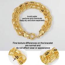 1 pieza Elegante pulsera de cadena de latigazo chapada en oro italiano de 18K, diseño de anillo en O, accesorio de moda versátil para mujeres - Amarillo Oro - Ver 8