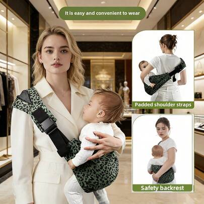 1条可调节婴儿背带，2025升级版婴儿背带，舒适包裹式设计，符合人体工学，适合旅行，适用于10-45磅（约4.5-20公斤）的婴儿。