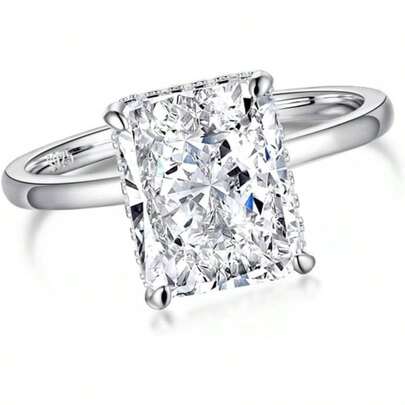 Anillo de eternidad de diamante cultivado en laboratorio de 4 quilates para mujer, anillos de boda chapados en oro blanco de 18 quilates, color D, claridad VVS1, juego de anillos de compromiso de