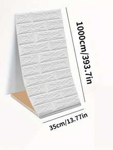 1pc Brick Pattern Wall Sticker - Waterproof, Easy To Apply And Remove, Freely Cuttable - Suitable For Kitchen, Living Room, Bathroom, Hallway Decor, Fashionable Home Decor - White - View 9