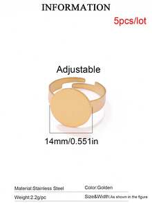 5pcs Stainless Steel Round Adjustable Open Rings Findings Stone Blank Ring Base For DIY Rings Jewelry Making Accessories Supplies - Ring Setting - View 9