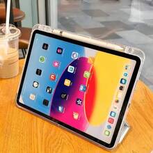 Ốp bảo vệ có chức năng từ tính giúp bật/tắt màn hình, tương thích với iPad, mặt lưng acrylic trong suốt màu hồng siêu mỏng, chống trầy xước và mài mòn, chức năng từ tính thông minh giúp bật/tắt màn hình, tương thích với tất cả các dòng iPad Pro/Air/thế hệ thứ 9/10. - Hồng - Xem 4