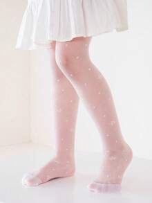 4双装女童星形提花紧身裤，UPF 50+物理防晒连裤袜，基础色，高密度针织，弹力透气夏季打底裤 - 彩色 - 查看 10