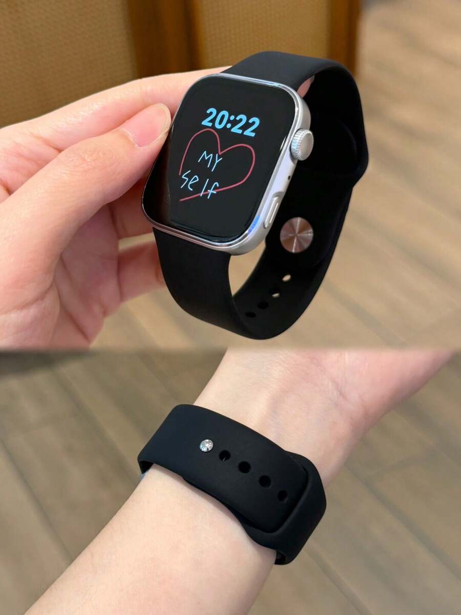 适用于华为 Watch Fit3、Fit4、Fit4 Pro 系列的硅胶表带，男女通用 - 黑色 - 查看 1