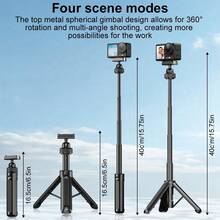 Universal Tripod, Quick Release Base, Selfie Stick Extension Accessories Compatible With DJI OSMO Action Action 5 Pro, Action 4 And Action 3 - Black - View 6