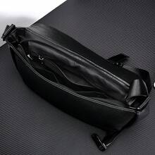 1pc Fashionable Black Leather Dumpling Bucket Tote Bag, Crossbody Shoulder Bag For Men, Adjustable Strap, Large Capacity Storage, Suitable For Shopping, Travel, School, Commuting, Gift For Boyfriend/Girlfriend, New Year - Multicolor - View 10