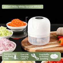 100ml/250ml Mini Electric Food Chopper Multifunctional Garlic Mincer Meat Grinder Baby Food Maker Sauce Blender For Home Kitchen - White - View 7