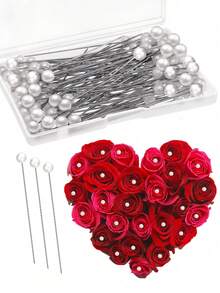 50/100pcs Diamond Shaped Bouquet Pins (0.6*3.8cm) | Transparent Pins Suitable For DIY Crafts, Weddings And Cosplay Wig Styling. This Set Provides 50 Or 100 Pcs Of 0.6*3.8cm Transparent Diamond-Shaped Bouquet Pins, The Sparkling Diamond Design On The Pin Head Adds An Elegant Luster To Your Floral Arrangements And Handicrafts. - Multicolor - View 9