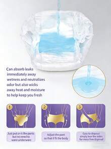 5/20片装可调节防护内裤，月经护垫，一次性内裤，魔术贴设计，可调节腰围，超强吸收，专利设计，清新舒适，3D防护，防漏透气，高吸收量，消除异味，整夜安睡，适合商务旅行、经期、产后、术后及旅行 - 白/綠隨機 - 查看 15