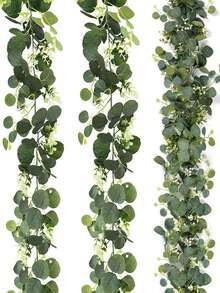 Dây leo bạch đàn nhân tạo (1/2 nhánh), dài khoảng 180cm, màu xanh lá cây với những bông hoa nhỏ, thích hợp trang trí trong nhà/ngoài trời, treo, trang trí đám cưới, tiệc tùng, hàng rào/tường, trang trí nhà cửa, sân vườn, quanh năm. - màu xanh lá - Xem 1