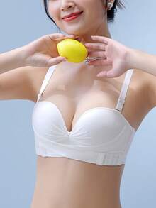 NuBra Santa Cosplay Top, Lingerie, Padded Tube Top, Off-The-Shoulder White Knit Underwear, Wireless Bra - 白色 - 查看 9