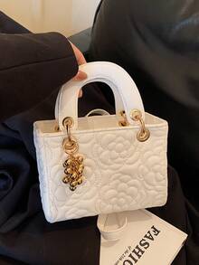 Dedoo Túi xách nữ Daphne cao cấp, sang trọng, bán chạy nhất, thiết kế thêu kim cương, kiểu dáng tote, thích hợp cho kỳ nghỉ xuân/hè, đi học, đi làm hàng ngày, quà Giáng sinh, tiệc tùng, đám cưới và các dịp khác. - Màu be - Xem 8