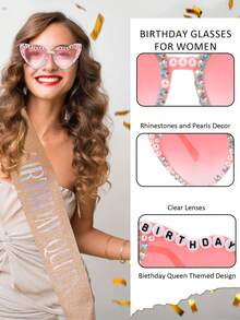 2pcs Women's Birthday Decoration Accessory Set, Birthday Queen Shoulder Strap, Birthday Party Decoration Accessory Combo - Birthday Queen - View 7