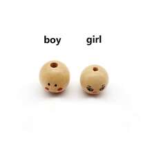 Ahknormailcui 20pcs Cute Cartoon Smiling Face Wooden Beads 25mm Kawaii Happy Expression Big Wood Loose Bead For DIY Jewelry Making Beading Necklace Bracelets Crafts - Wooden - View 7