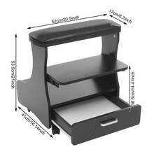 gladney Salon Pedicure Foot Rest With Removable Cushion 3-Tier Storage Drawer Lower Foot Bath Space And Locking Swivel Wheels - Black - View 3