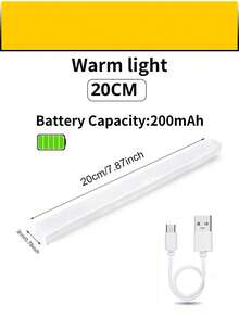 1pc USB Rechargeable LED Motion Sensor Light, Cabinet Wardrobe Light, Wireless LED Night Light, Staircase Backlighting, Rechargeable, Suitable For Room, Kitchen, Kitchen Accessories, Closet, Stairs, Corridor And Cabinet, Kitchen Decor, Bedroom Decor, Bedroom, Lamp, Light, Room Decor, Sensor Light, Kitchen Light, Battery Wall Lamp, Ceiling Light, Battery Lamp, Christmas, Halloween, LED Light, Wall Lamp, Wall Light, Bedroom Light, Battery Capacity: 150mAh, 200mAh, 350mAh, 10/20/30/50cm Optional - Smart Sensor Cabinet Lights - View 20
