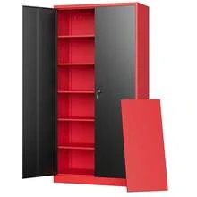 Metal Cabinet 5 Adjustable Shelves 71H Garage Storage Cabinet With Locking Doors - B - View 7