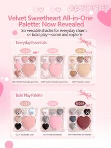 GOGO TALES Palet Eyeshadow Berbentuk Hati yang Menggemaskan, Termasuk Eyeshadow, Blush, dan Highlighter, Hasil Akhir Matte dan Shimmer, Warna Pink, Cokelat, dan Netral, Makeup All-In-One, Tampilan Lembut, Intens, dan untuk Kencan Malam, GOGOTALES - #G06 Monster Laut Merah Darah - View 8