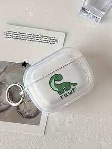 Dinosaur Painted Transparent Earphone Case, Shockproof Soft Shell Protective Cover Compatible With Apple 1/2/3/4, Pro 2nd Gen, 3/4/5 Wireless Bluetooth Earphones - Multicolor - View 4