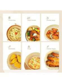 50pcs Air Fryer Disposable Paper Oil Paper Oven Pad Vegetable Parchment Air Fryer Oil Absorbing Paper Baking Mats - Multicolor - View 3