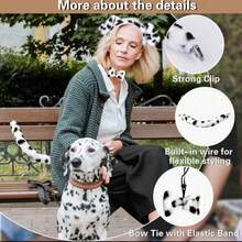1/2/3pcs Dalmatian Dog Costume Set For Adults, Including Puppy Ear Headband, Dog Tail, Red Collar, Suitable For Students, Women, Costume Accessories - Multicolor - View 2