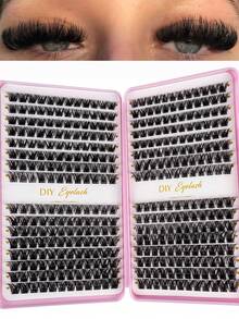 384pcs D-Curl Fluffy False Eyelashes Set, Includes Beginner-Friendly Lash Tutorial, Thick & Voluminous Segmented False Lashes, With Glue, Setting Liquid, Tweezers, Magnifying Eyes, Reusable, Large Capacity Individual Lashes, Soft & Natural Mixed Lashes, Create 3D Dramatic Eye Makeup, Suitable For DIY At Home, Travel, Daily Commute, Parties, Weddings, Bridal Makeup, Lashes, Eyelashes, Fake Lashes - màu đen - Xem 8