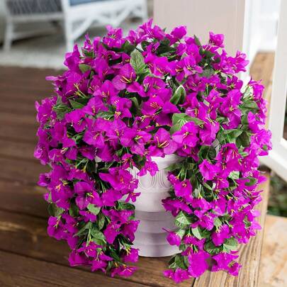 1pc Artificial Flower Faux Bougainvillea Plants For Outdoors Decor Hanging Fake Flowers For Spring Decor Front Door Porch Decor Wedding Accessaries UV Resistant Realistic Silk Long Trailing Vines Ideal Gift For Valentine's Day & Mother's Day Suitable For Planter Urn Patio Garden Yard Balcony Room Decor Home Decor