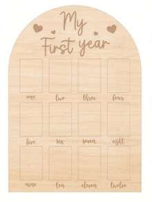 1pc 1st Birthday Wooden Photo Board, My First Year Milestone Photo Frame, 12 Months Year Wooden Acrylic Sign, 1 Year Old Decoration, Commemorative Gift - C - View 1
