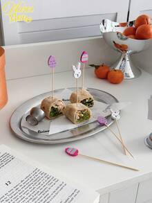 10/30pcs Assorted Easter Bunny, Colorful Easter Egg, Bunny Decorative Bamboo Sticks, Cocktail, Fruit, Dessert, Appetizer, BBQ Bamboo Skewers, Birthday Party, Holiday Decoration Supplies - Multicolor - View 6