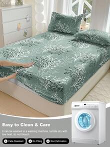 1pc Mattress Protector Cover, Wrinkle-Free, Breathable Fitted Sheet With Deep Pocket, Anti-Pilling, Stretchy, Silent, Non-Slip Suitable For All Size Beds, Home/Dorm Bedroom Decor, Machine Washable, Skin-Friendly, All Season Bedding Essential, Durable & Easy Care, Modern Aesthetic, Botanical Print - Multicolor - View 7