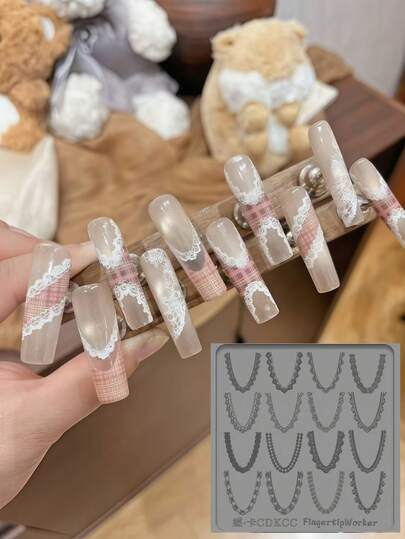 New French Lace Jewelry Nail Art DIY Silicone Mold Decoration