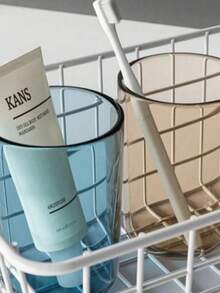 1个极简漱口杯，创意透明杯，情侣牙刷杯，加厚家用杯，麦秸杯，塑料漱口杯，漱口水杯，现代彩色杯，INS风杯，300毫升 - 多色 - 查看 2