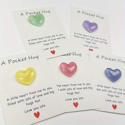 1/5pcs Love Pocket Hug Encouragement Cards, Birthday Wedding Party Valentine's Day Special Gift For Family Friends Lover, Mini Items, Cute Items, Pocket Hug, Perfect Gift For Anyone, Memorabilia For Special Occasions, Symbol Of Care And Support